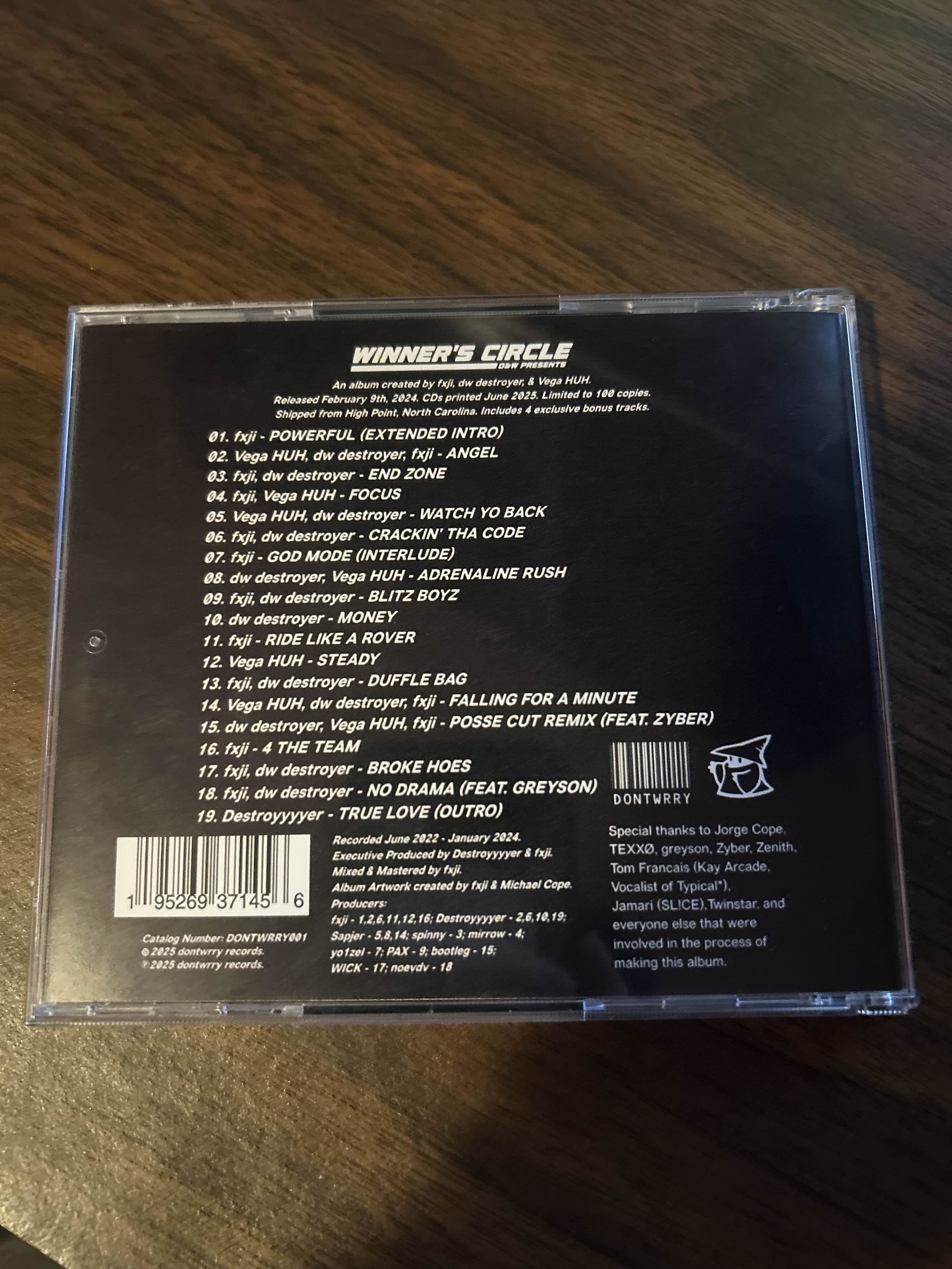 D&W VOL 1: WINNER'S CIRCLE Limited Edition Deluxe CD – dontwrry
